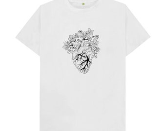 Feed your soul - Anatomical heart men's T-shirt, grunge, alternative clothing, botanical, graphic tee.