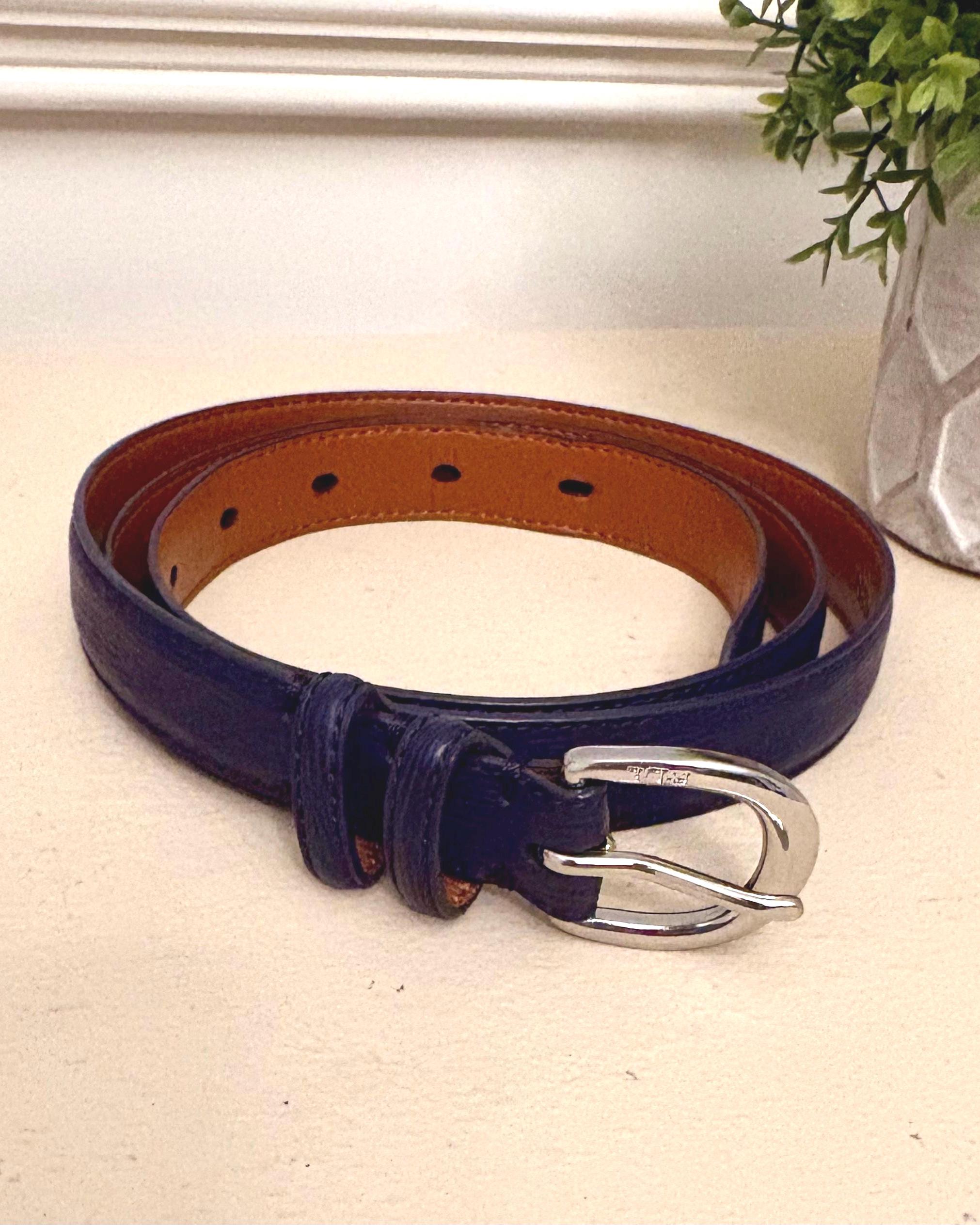 Vtg Polo Ralph Lauren Leather 2 Tone Belt Brass Nautical Buckle Womens 28 Navy vintage ralph lauren belt products for sale | eBay main image 4