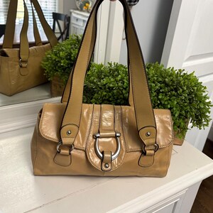 Y2K VINTAGE INSANE MINI TAN BUCKLE APT.9 PURSE HANDBAG EUC VINTAGE Coach Y2K Mini Brown Canvas Handbag | Mercari main image 3