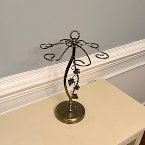 Tabletop wine glass rack Steel Metal Freestanding Holds 6 stemware glasses upside down Rotating (15.5"T x 10.5"D)