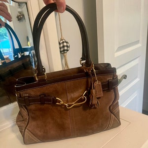 Vintage COACH Hamptons Carryall. Flint Brown Suede Bag. Shoulder