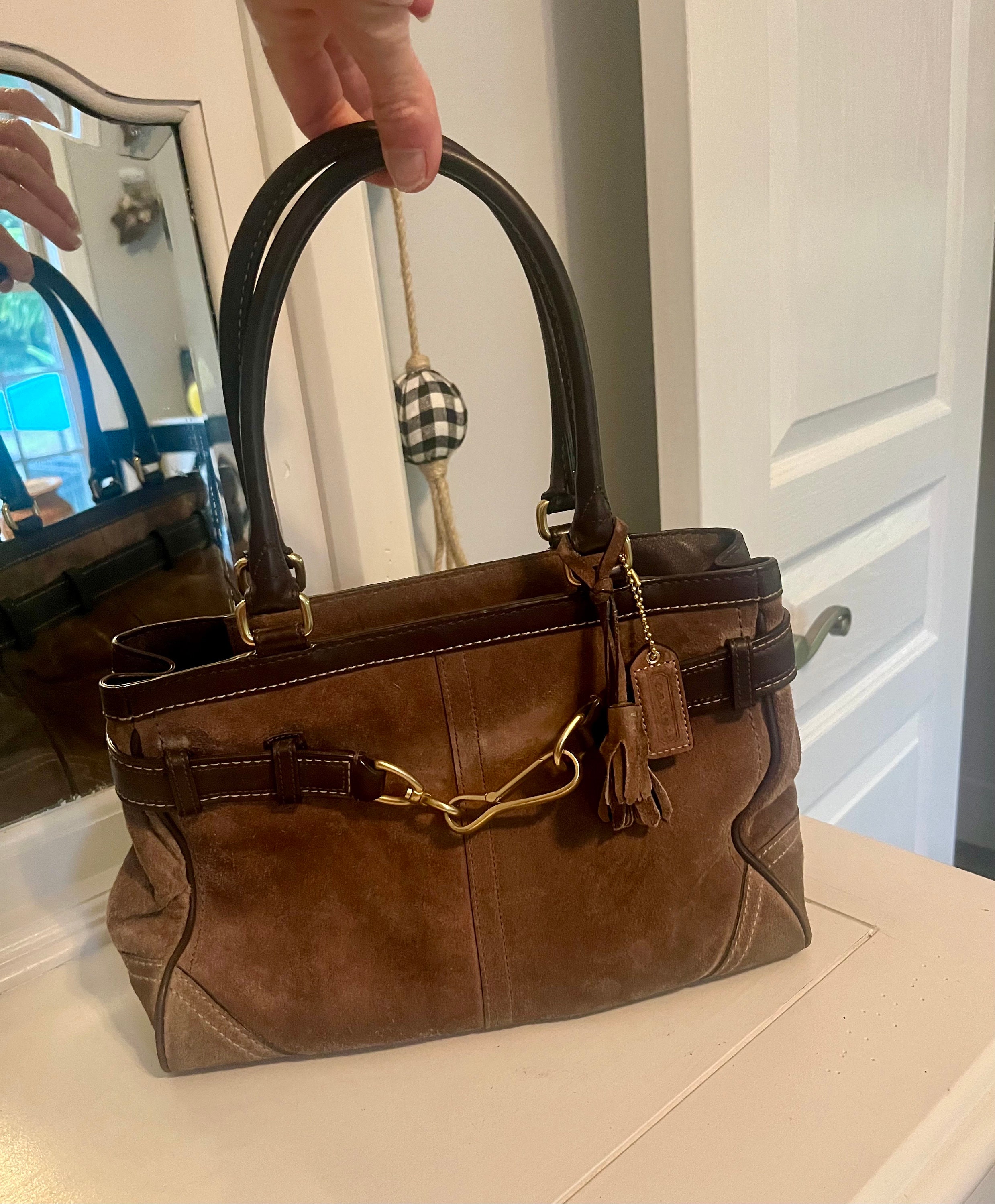 Vintage COACH Hamptons Carryall. Flint Brown Suede Bag