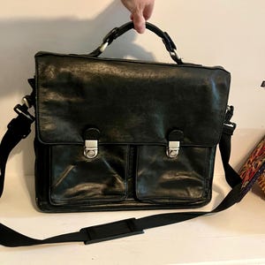 Vintage Wilson Leather Pelle Studio Black Laptop Messenger 