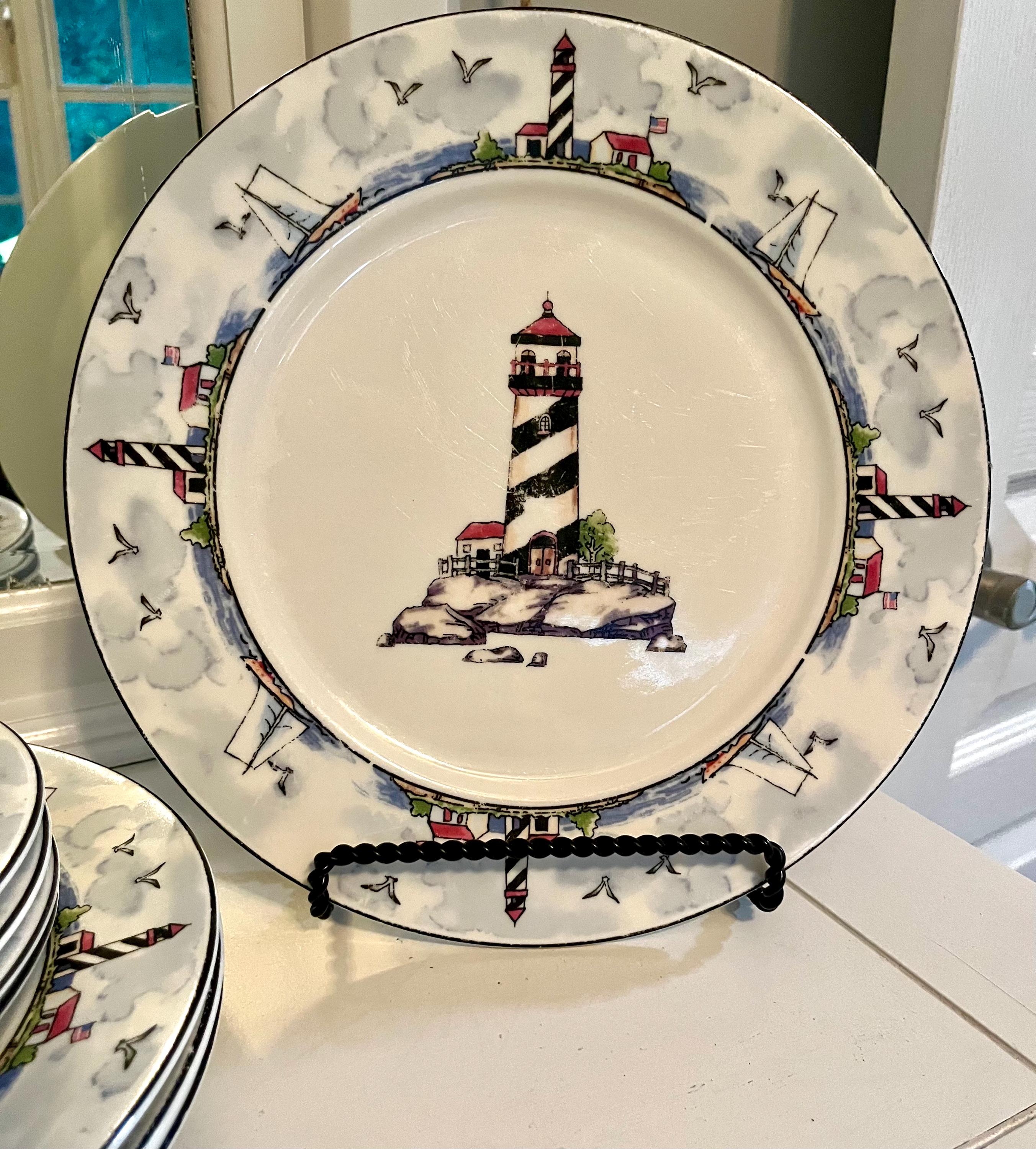 Lighthouse 11 Pc Dish Set. Totally Today Dish Set. Nautical Plates Sailboat Lighthouse Coastal. Gift Etsy