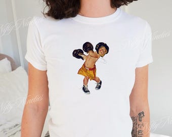 Boxing Kid Baby Tee, Babytee Y2k, Retro Streetwear, Vintage Graphic Top, Pinterest Aesthetic, Funny 90s Tshirt, Grunge Aesthetic Shirt