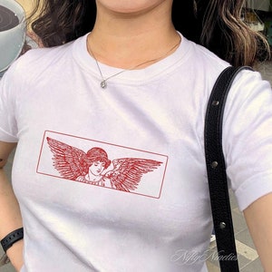 Vintage Cherubs Baby Tee Coquette Aesthetic, Dollette, Angel Core, Vintage Inspired T-Shirt