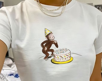 Birthday Cake Baby Tee, Birthday Girl Shirt, Retro Cake, Coquette, Retro Graphic Tee, Y2k, 90s Clothing, Pinterest Aesthetic