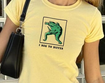 Funny Frog Baby Tee, Animal Y2k Shirt, Quirky Aesthetic, Streetwear Style, Babytee Y2k, 90s Retro Vintage Graphic Top, Goth Punk Tee