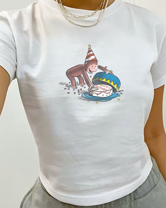 Birthday Cake Baby Tee, Birthday Girl Shirt, Retro Cake, Coquette, Retro Graphic Tee, Y2k, 90s Clothing, Cartoon Tshirt, Pinterest Aesthetic