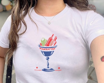 Manhattan Baby Tee, NYC Baby Tee, Baby Tee New York, Pinterest Aesthetic, Baby Tee Y2k, Vintage Tshirt, New York Graphic Tee, 90s Clothing