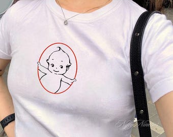 Camiseta vintage de querubín para bebé, camiseta de ángel bebé, estética coqueta y adorable, camiseta gráfica de los 90 para bebé, camiseta retro de Cupido, camiseta bonita para bebé Y2K
