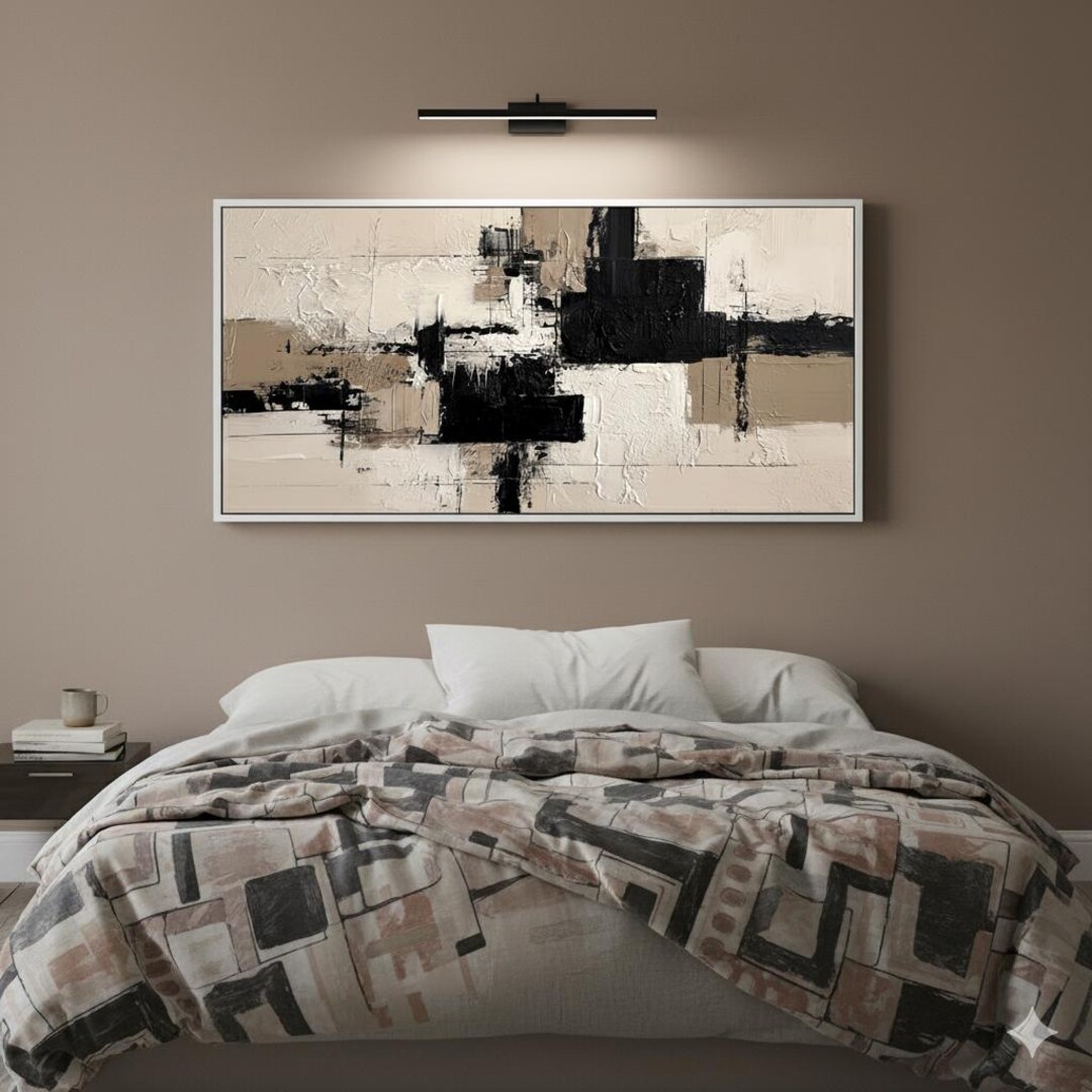 Framed Canvas Black and Beige Canvas Print – Modern Minimalist Wall Art ...
