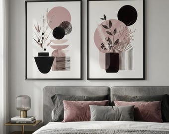 Dusty Pink Botanical Prints Set of 2