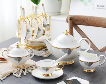 Creative Phnom Penh Coffee Set | Tea Set |Afternoon Tea Set|European Bone China Coffee Cup Set|Ceramic Tea Set|Teapot|Ceramic Flower Tea Set