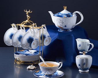 Light luxury coffee cups and saucers | Tea sets | Creative pastoral style tea sets | Coffee sets |Ceramic floral tea sets |Tea gift box sets