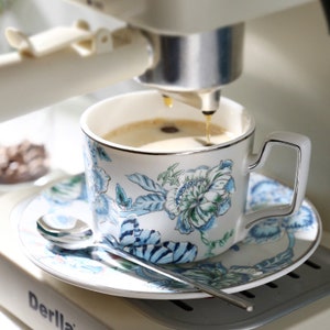 Creative ceramic tea set Ink blue and white afternoon tea set Ceramic tea set Ceramic coffee set Coffee cup and saucerflower tea set zdjęcie 4