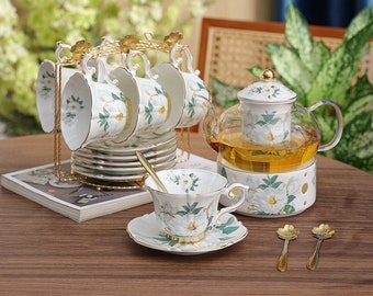 Creative pastoral style tea set|British afternoon tea set|European ceramic coffee cup and saucer|Ceramic floral tea set|Coffee set | Tea set