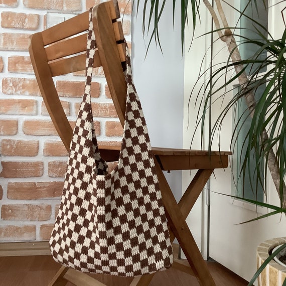 Checkered tote shoulder bag sale