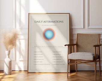 Tägliche Affirmationen Aura Poster, Affirmationsdruck, Poster zur psychischen Gesundheit, Selbstvertrauensaffirmationen, Affirmation für Erfolg, DIGITALER DOWNLOAD