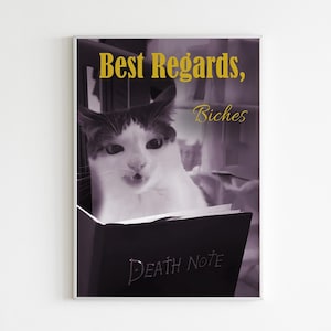 Best Regards Printable • David Rose Zitat • Death Note • Schwarz und Weiß • Moderne Typografie Wandkunst • Lustiges Home-Office-Poster