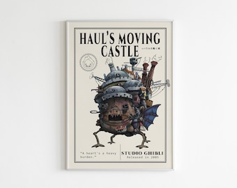 Howl's Moving Castle Poster, Studio Ghibli Poster, Studio Ghibli Print, Wall Art Anime Poster, Hayao Miyazaki, Howl's Moving Castle Wall Art