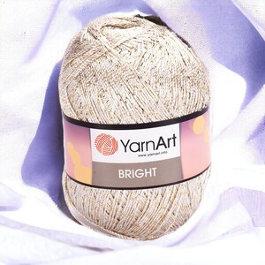 YARNART BRIGHT - Glittery Knitting Yarn, 80% Polyamide, Crochet Yarn, Lace Yarn, Dress Yarn, Sparkly Yarn, Metallic Yarn, 3.18 Oz, 371 Yds