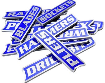 Toolbox Label Magnets - Essentials Set - 12 pcs - Silver/Blue