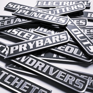 Customizable Toolbox Label Magnets - Badges & Emblems for Tool Organization Personalized Magnets for Toolbox Drawers and Garage Tool Storage