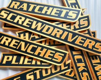 3D Printed Tool Labels - Garage Organization - Mechanics Tool Box