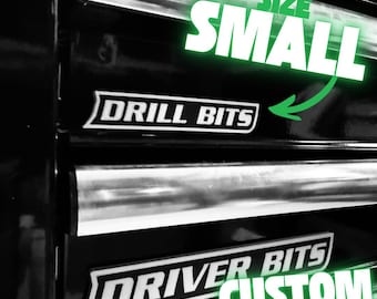Customizable Shallow Drawer Toolbox Labels - 3D Printed, Magnetic or Adhesive - 12 Pack