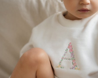 Sweat-shirt brodé personnalisé pour enfants-sweat-shirt monogramme brodé-sweat-shirt brodé lettre-cadeau pour enfants-personnalisé