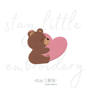 Cute Teddy Bear with heart Embroidery – Digital File | 3 Sizes | Instant Download