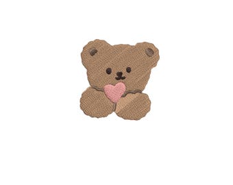 Teddy Bear with Heart Embroidery Design – Baby Clothes Embroidery – Digital File