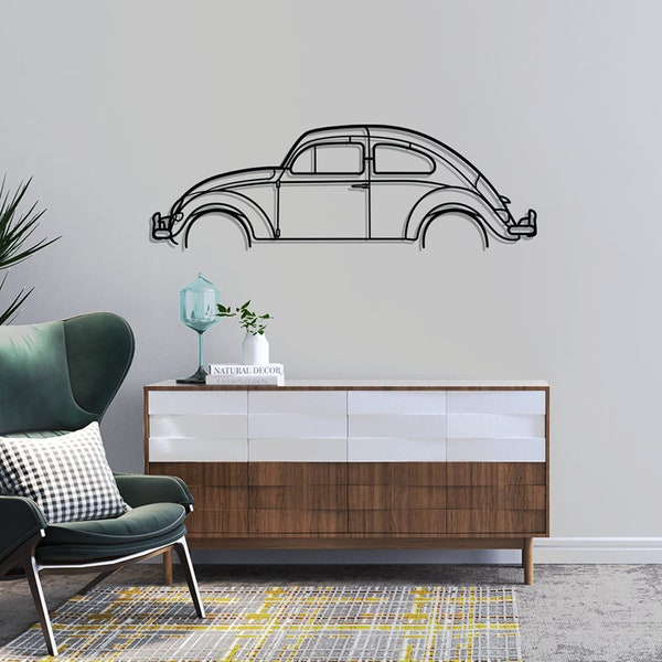 VW Beetle "Herbie" detaillierte Wandbild Silhouette