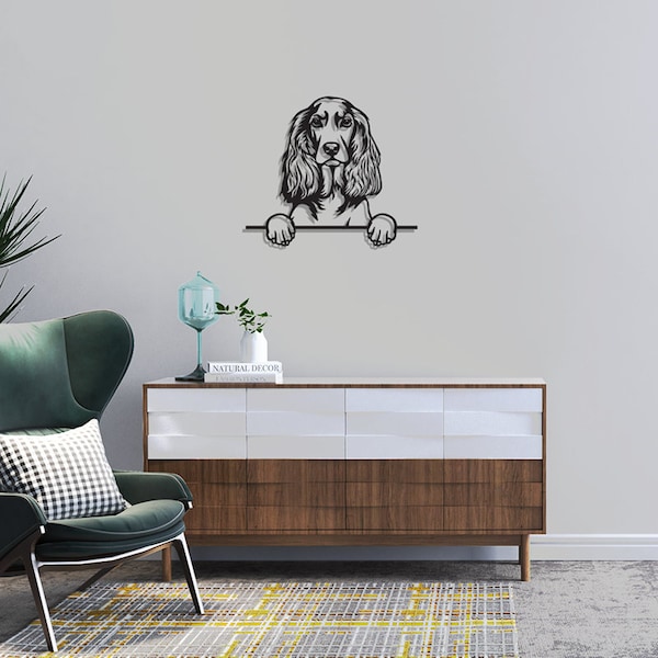 English Cocker Spaniel detaillierte Wandbild Silhouette