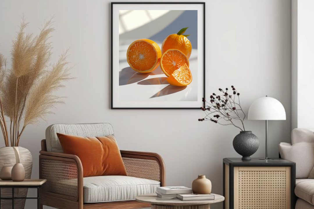 Orange Fruit Illustration, Fruit Art Prints, Orange Wall Art, Orange