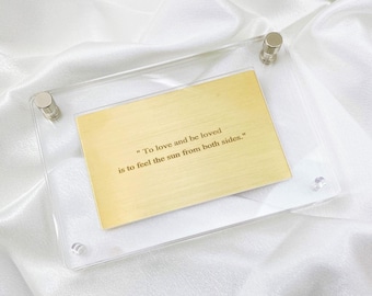 Personalized Brass Card, Custom Engraved Note Message Cards, Wallet Card Inserts, Wedding, Anniversary, Birthday