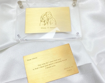Timeless Personalized Brass Card for Message, Greeting Cards, Custom Keepsake Card, Wedding Anniversary