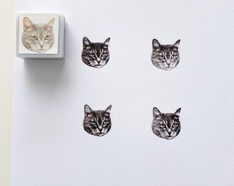 Personalized Pet Face Rubber Stamp, Custom Dog & Cat Portrait