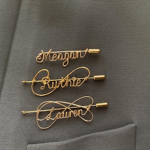 Personalized Brooch,Custom Name Pin in Gold Finish,Handcrafted Brooch for Special Occasions,Name Lapel Pin,Hat Pin