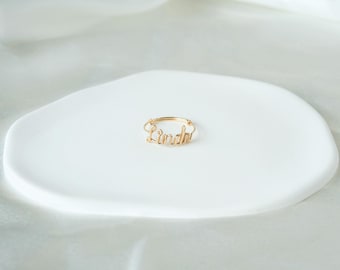 Personalized Handmade 14K Gold Filled Wire Name Ring, Custom Hand Jewelry