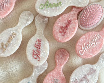 Personalized Mini Hair Brush, Custom Name Detangling Comb, Hair Decor, Bridal Shower, Bachelorette Party