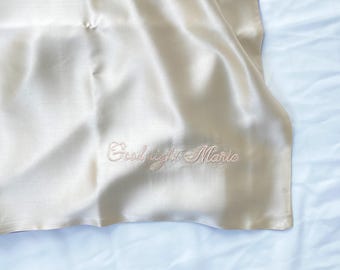 Personalized Pure Silk Pillowcase, Custom Embroidered Name Pillowcase, Cozy Embroidery Bedding, EU OEKO-TEX Certified
