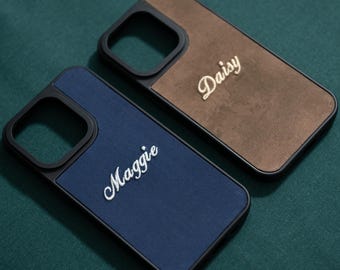 Personalized Embroidered Phone Case, Custom Name Fabric Phone Cover, Customization Color Protective Cases