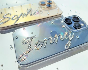 Personalized Czech Rhinestones Name Phone Case, Clear Crystal Sparkling iPhone Cases
