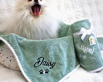 Ultra-soft Personalized Pet Blanket, Custom Embroidered Name Dog Cat Blanket, No Shrink Fade
