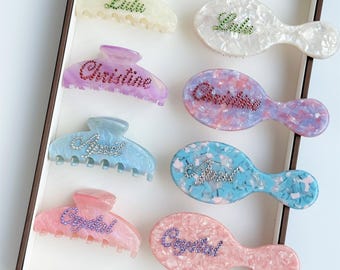 Personalized Mini Hair Brush Claw Clip, Custom Name Hair Jewelry Accessories, Comb, Wedding, Bachelorette