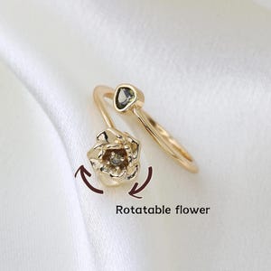 Bague fleur de naissance, bague fidget spinner, bague avec pierre de naissance personnalisée, bague fleur tournante, bijoux pour le mois de naissance, cadeau d'anniversaire pour maman