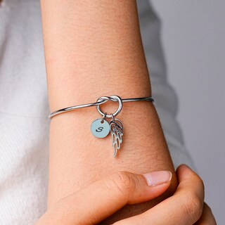 Bracciale Iniziale Donna Argento Con Lettera A-Z: Ciondolo Esagonale, Regalo Personalizzato Per Lei, 16+5 Cm