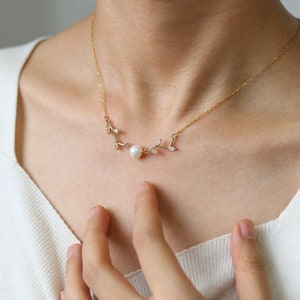 Echte Süsswasserperlenkette mit Zirkon, Brautschmuck, Hochzeitsgeschenk, Geschenk zum Valentinstag, Geschenk für Sie